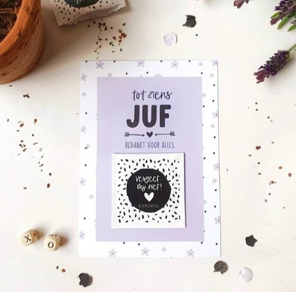 Kaart Extra | Bloemzaadjes | Tot ziens juf. Bedankt voor alles