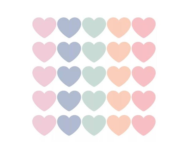 Sticker Set | 50 mm | Hearts | Pastel