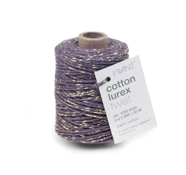 Katoen Glitter Touw | Aubergine