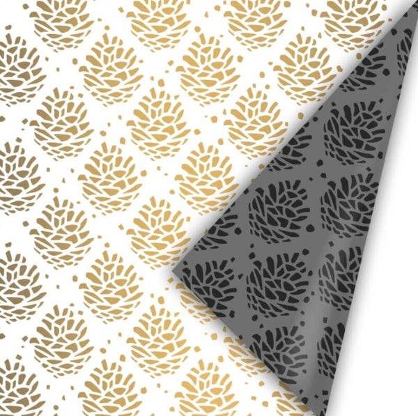 Cadeaupapier | 30 cm | Pinecone Pattern | White