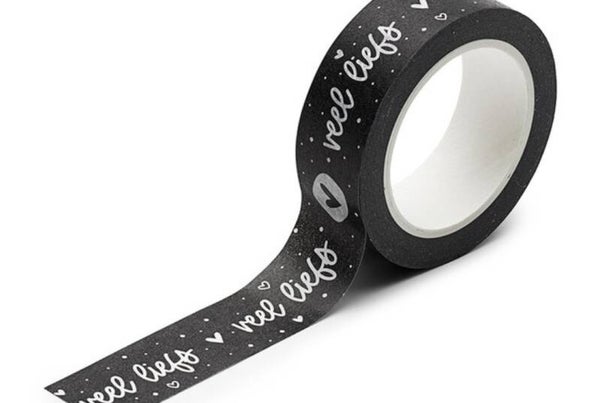 Washitape | Zwart met witte tekst | Veel liefs