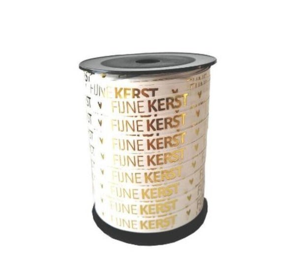 Cadeau Lint | Bedrukt | Fijne Kerst | White Gold