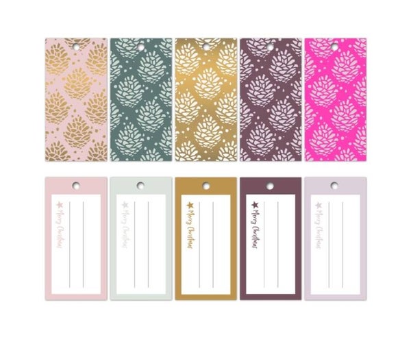 Cadeau Label Set | Pinecone Pattern