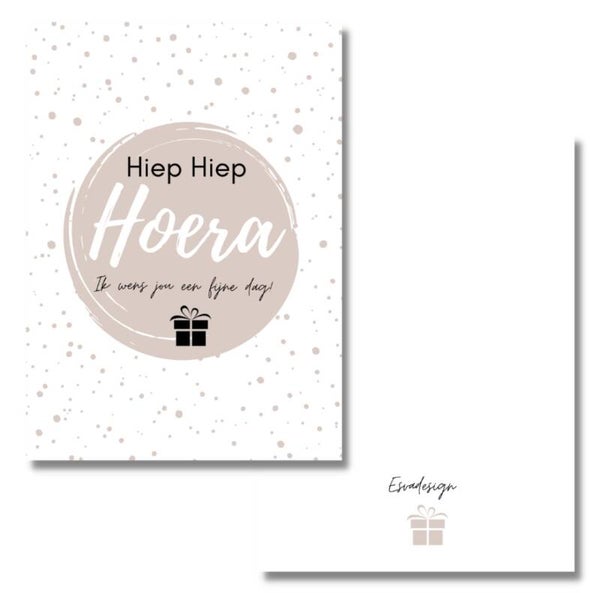 Kaart Enkel | Hiep hiep hoera | Pink