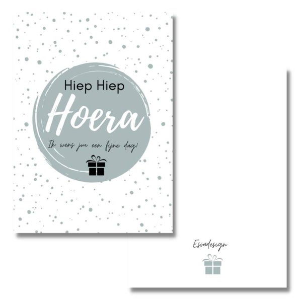 Kaart Enkel | Hiep hiep hoera | Blue