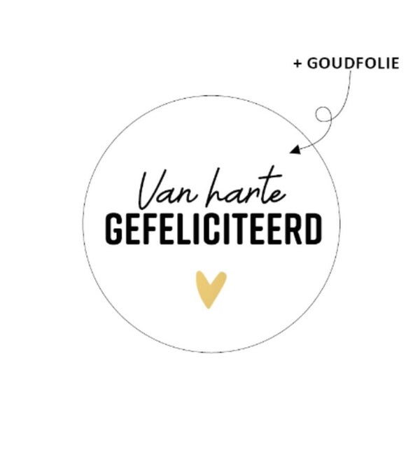 Sticker Rond | 40 mm | Van harte gefeliciteerd