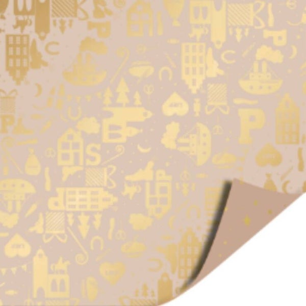 Cadeaupapier | 30 cm | Hop Hop Hop | Nude Gold