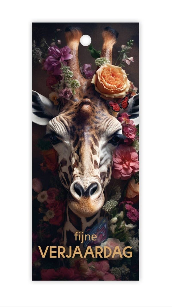 Cadeau Label Dubbel | Giraffe | Giraffe | Fijne Verjaardag