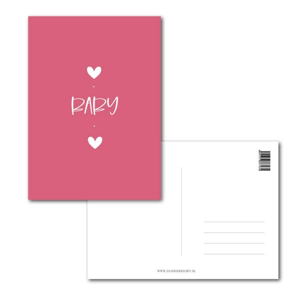 Ansichtkaart | Baby | Dark Pink