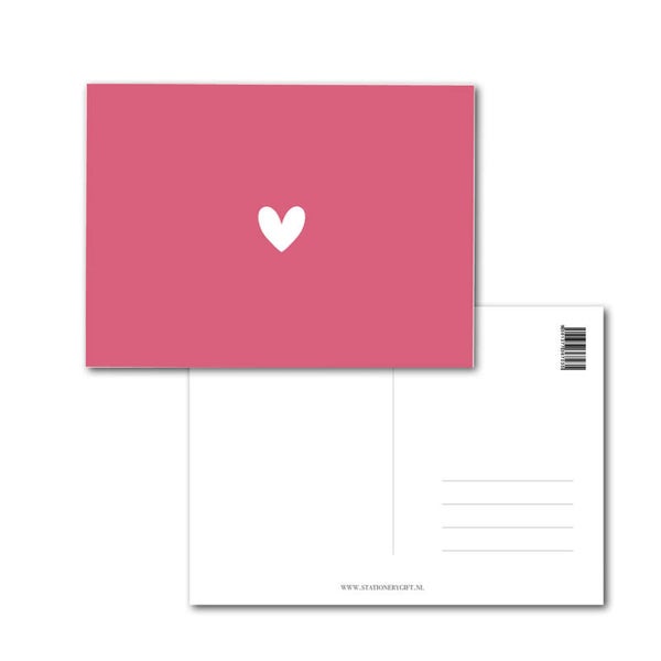 Ansichtkaart | A lovely heart | Dark Pink
