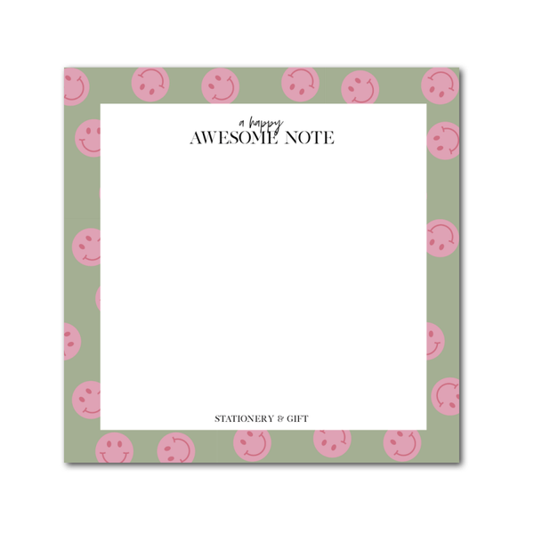 Stationery | Notitieblok | Smiley | Sage Green Pink
