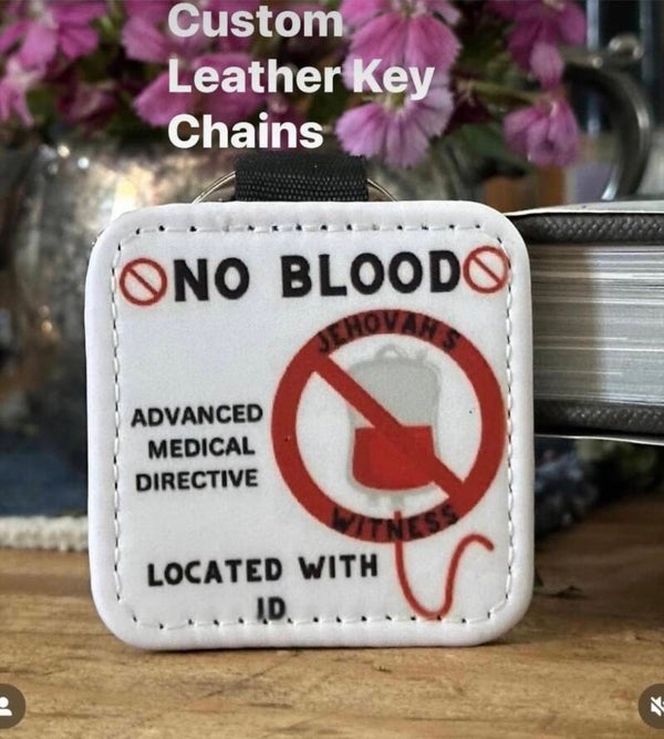 No blood card leather key chains