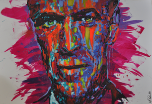 David Bowie Gemälde Pop Art Portrait Handgemalt Arnd Greten Major Tom