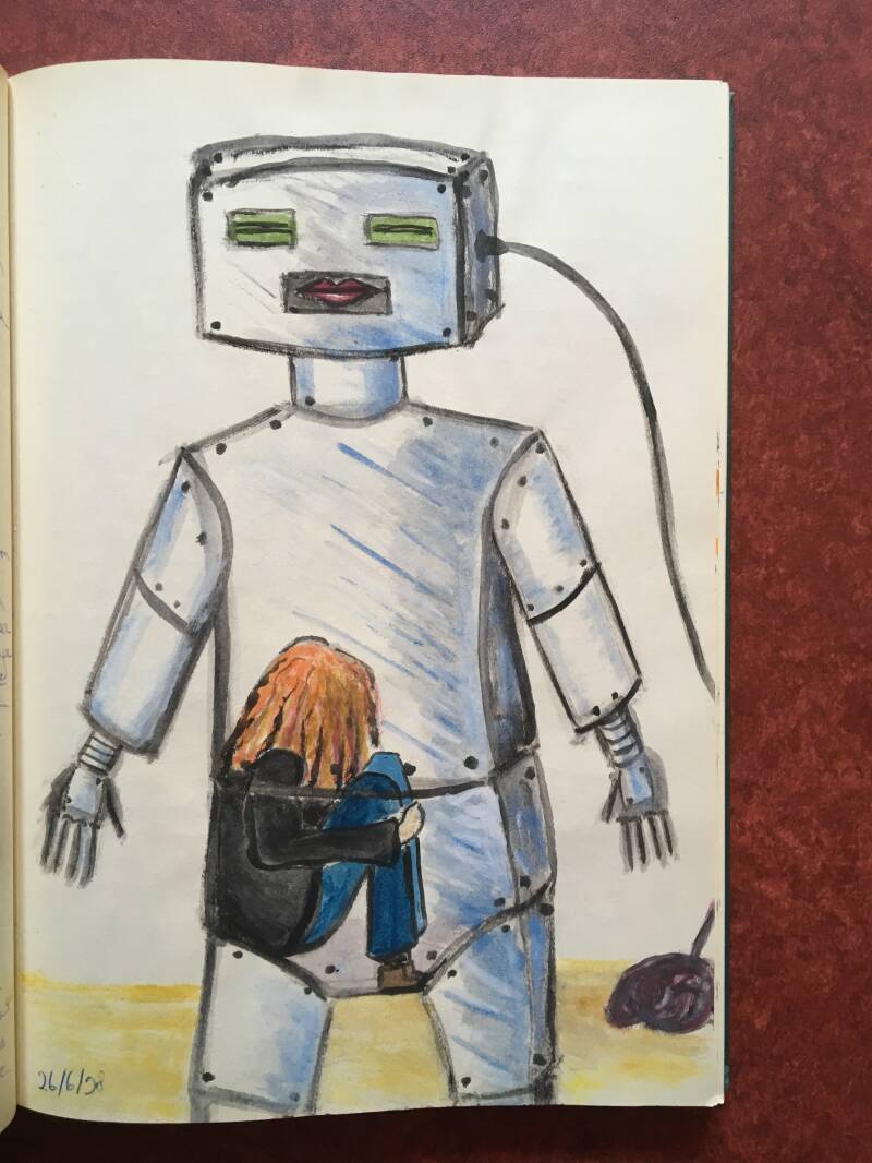 Soulco11  waterverf - Zelfportret