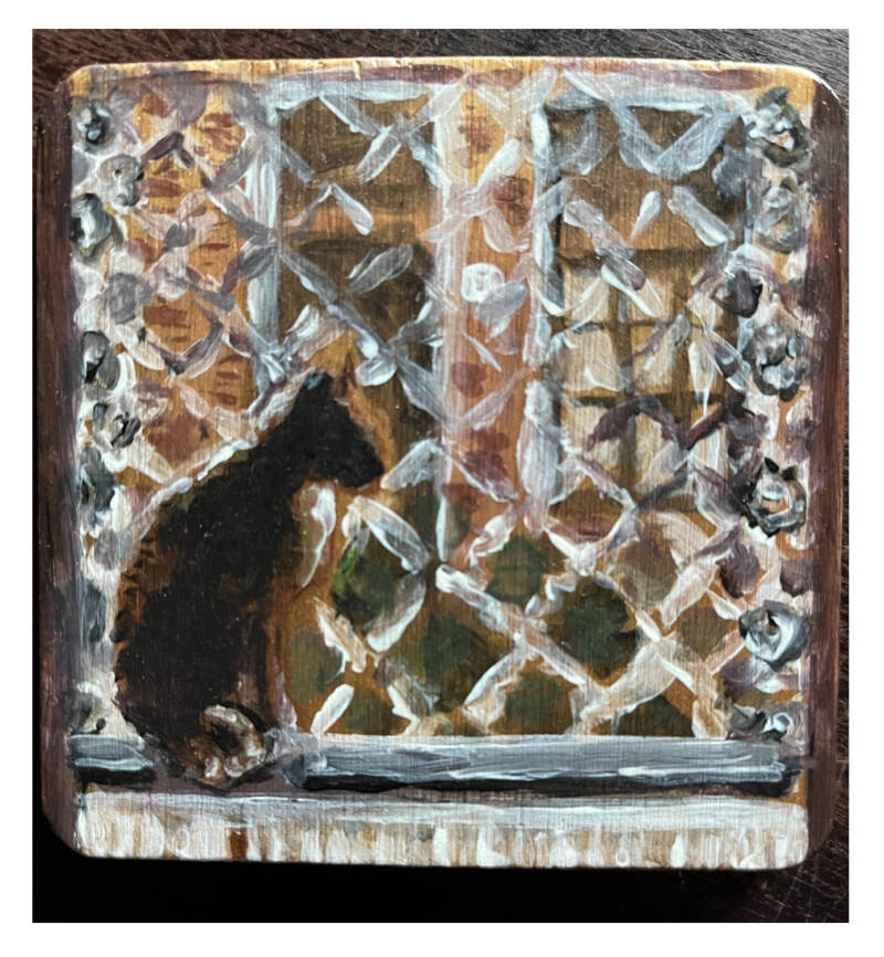 Soulco11  Schilderijtje - Kat voor raam