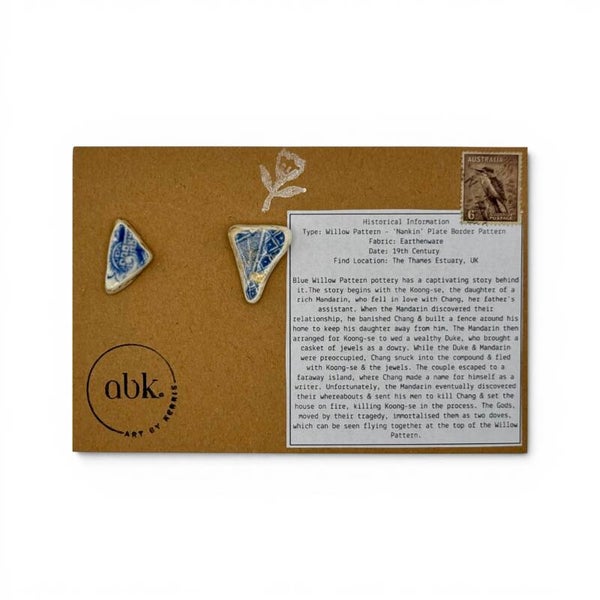 Blue and White Stud Nankin Stud Earrings
