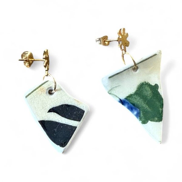 Drop Handpainted Mudlarked Earrings
