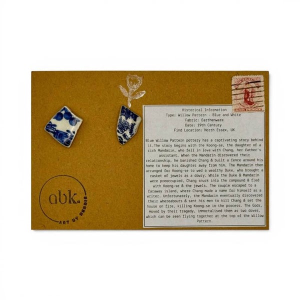 Willow Pattern Trees and Branches Stud Earrings