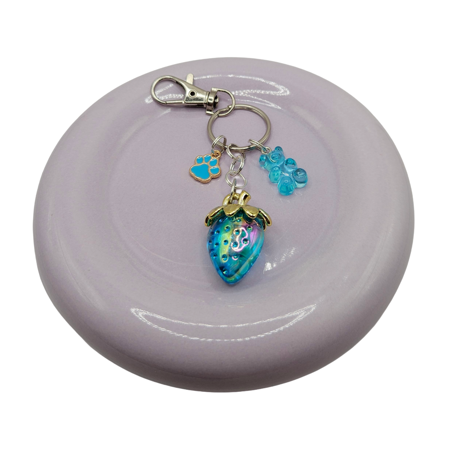 Bagcharm aardbei blauw