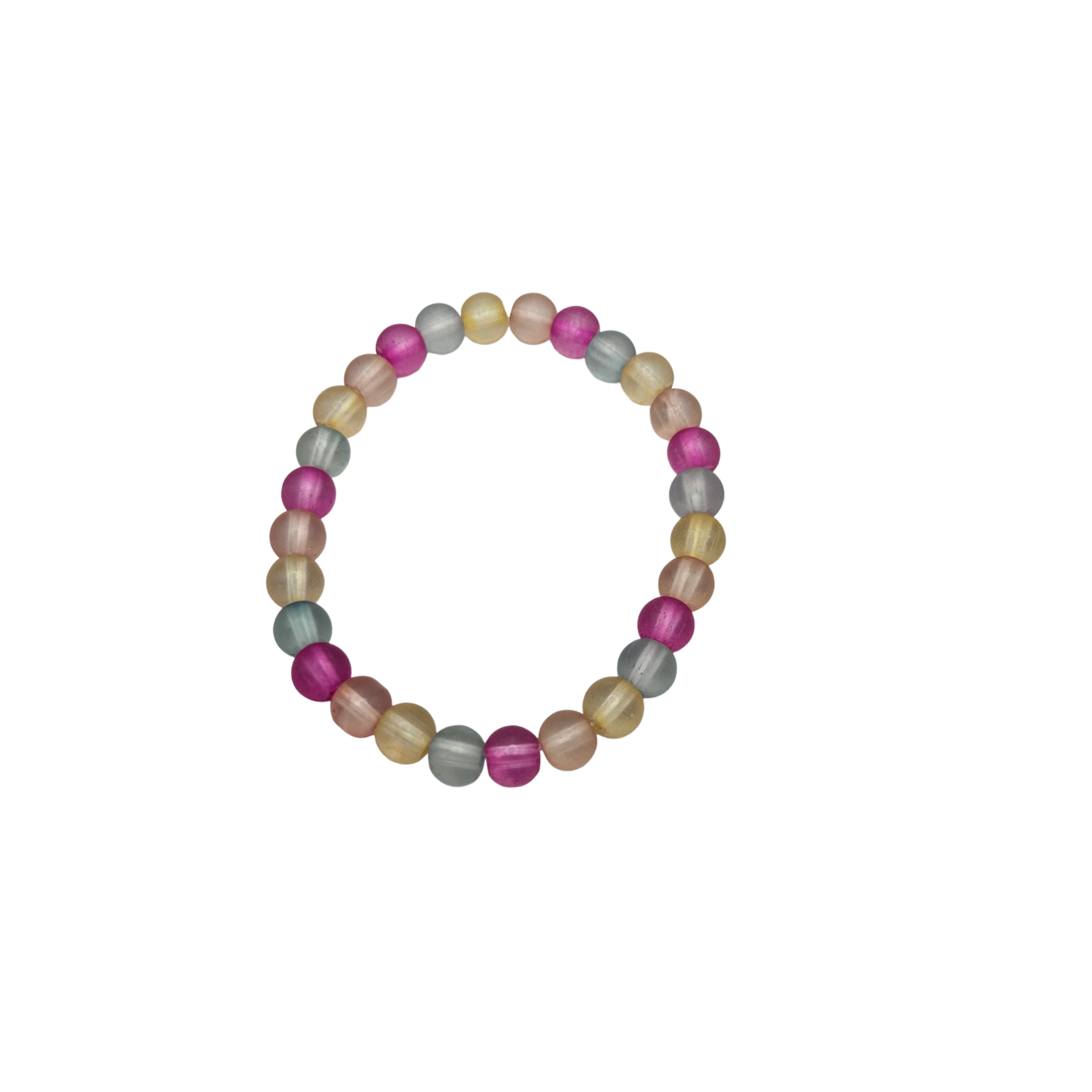 Ronde kralen armband roze/geel/blauw