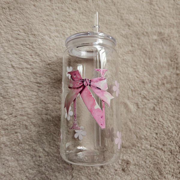 Drinkbeker met rietje | gepersonaliseerd met letter