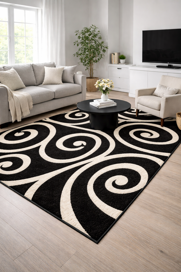Midnight Swirl Turkish Polypropylene Rug