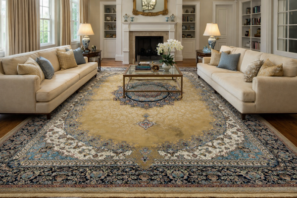 Golden Isfahan Medallion Rug