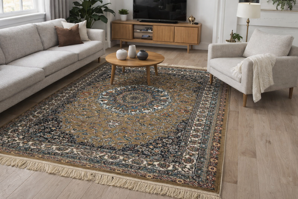 Golden Tabriz Medallion Rug