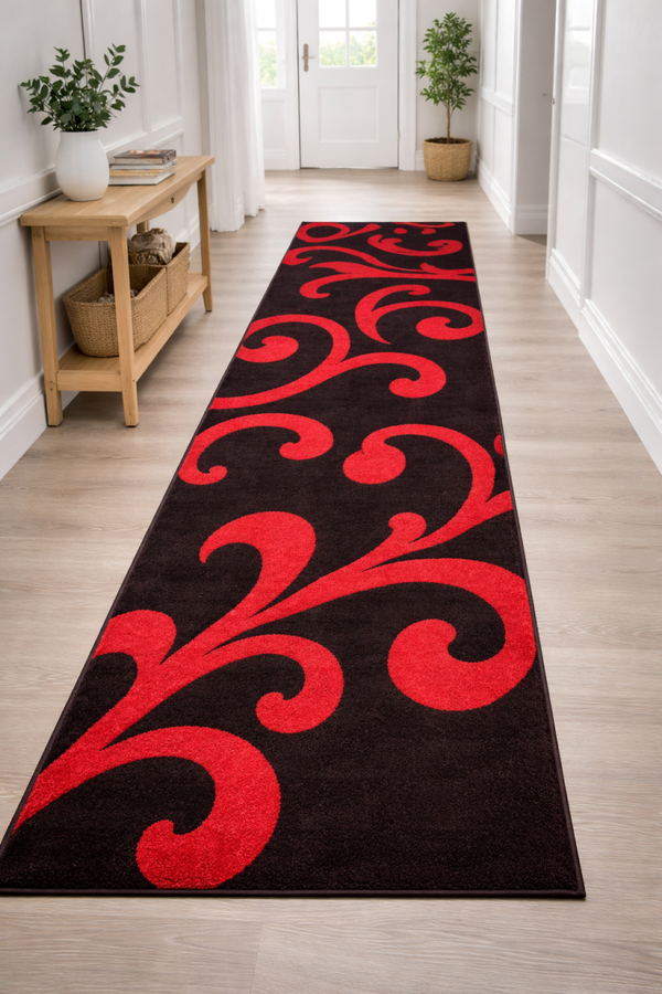 Royal Crimson Scroll Turkish Polypropylene Runner