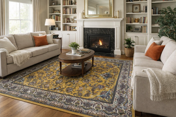 Elegant yellow Persian Rug