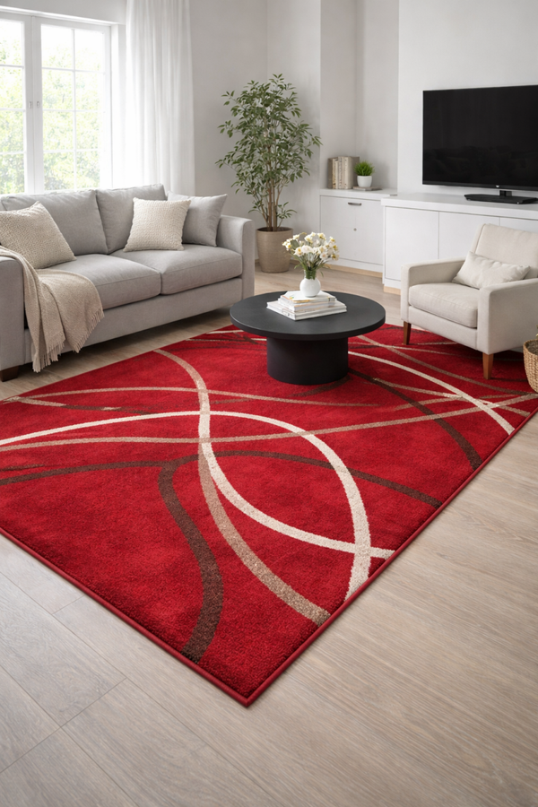 Crimson Flow Turkish Polypropylene Rug