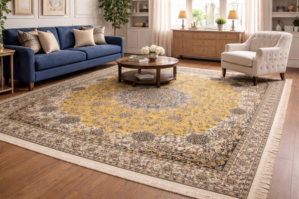 Elegant yellow persian rug