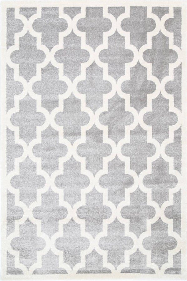 Piccolo Light Grey and White Lattice Pattern Kids Rug