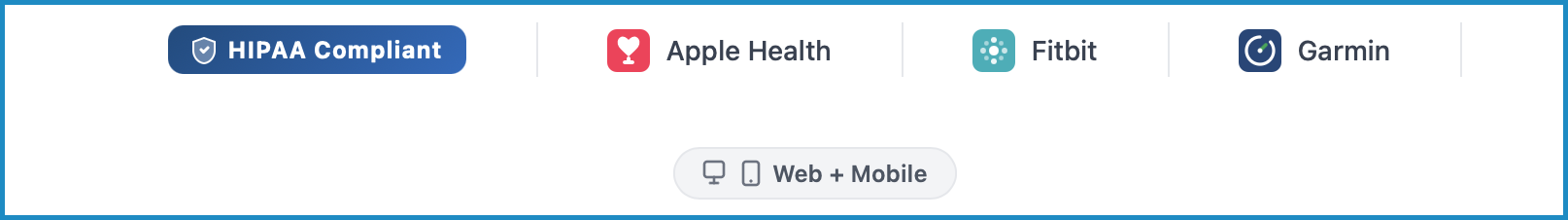 Shows some of the integrations including apple fitbit and garmin