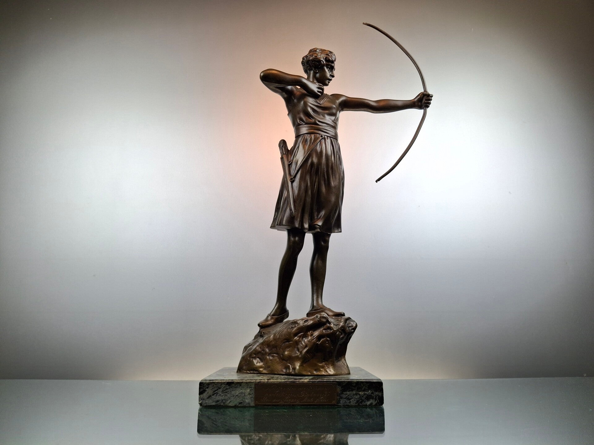 Bronze sculpture, Diana goddess of the hunt "WB"