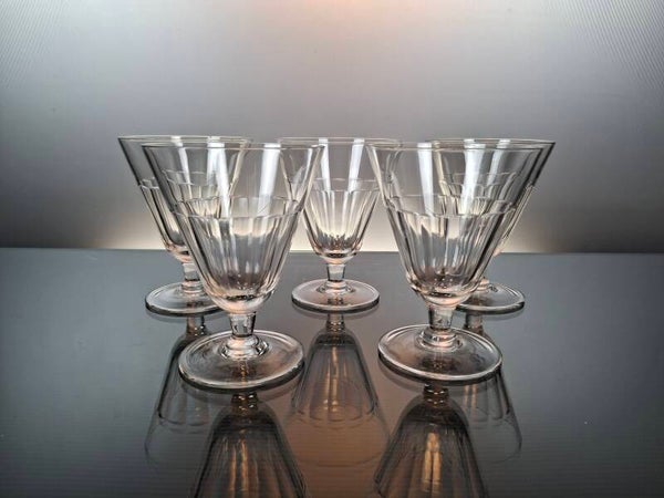 5 crystal water glasses Val Saint Lambert “Eure – Côtes plates”