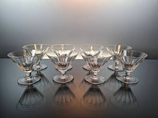 8 crystal Champagne glasses Val Saint Lambert “Eure – Côtes plates”