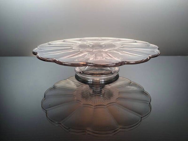 VSL-Luxval art deco clear glass cake dish on foot “Cotes plates”