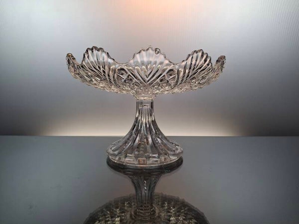 French clear glass Art Deco fruit bowl on foot “Portieux – Vallerysthal”