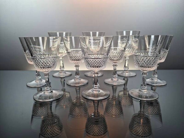 10 crystal Wine glasses Val Saint Lambert « Walton»