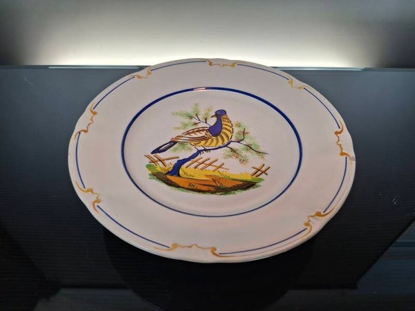 Boch Frères Ceramic serving plate on foot “Faisan”