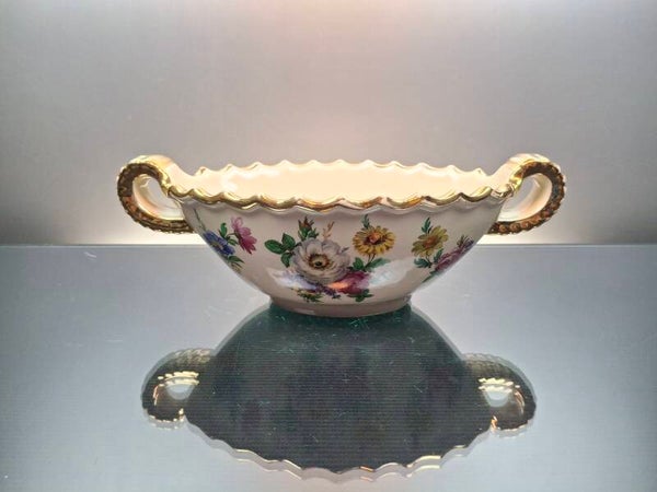 Belgian ceramic fruit bowl Fleurs de Saxe “Boch Keralux”