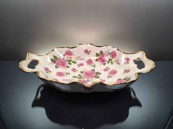 Belgian ceramic serving plate Roses “Boch Keralux”