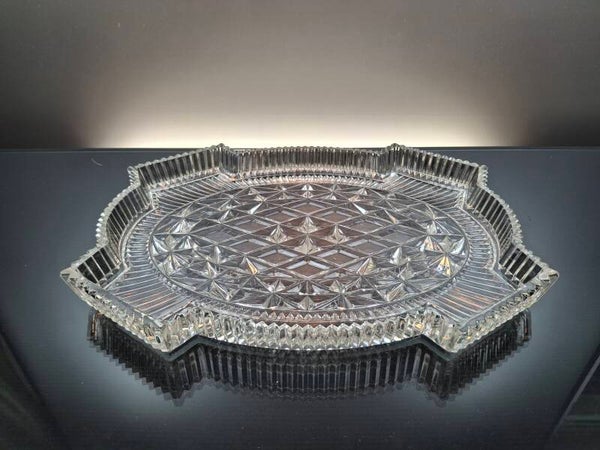 Clear Bohemian art deco serving plate