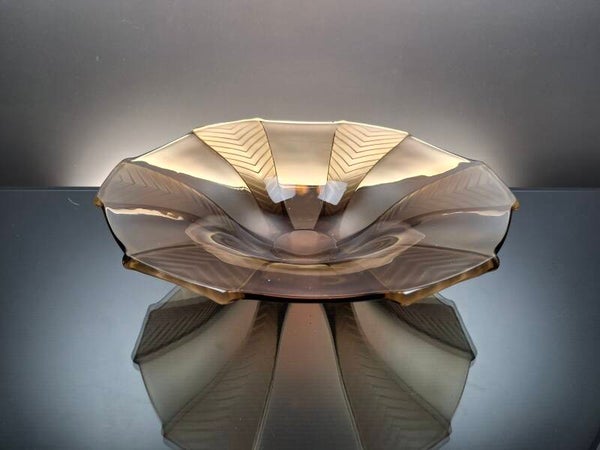 Smoked colored art deco fruit bowl “Pallas – VEB Walther”