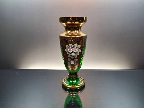 Green Venice art glass vase "Tre Fuochi"