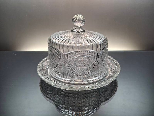 Art deco butter/cheese dome "Verrerie de Scailmont"