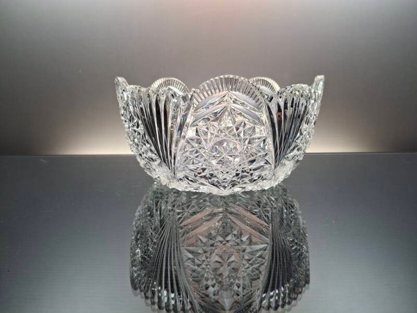 Clear crystal antique fruit bowl.