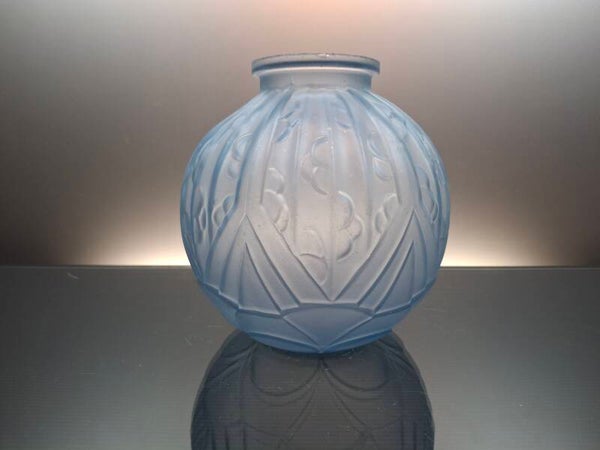 French Art deco blue glass vase.