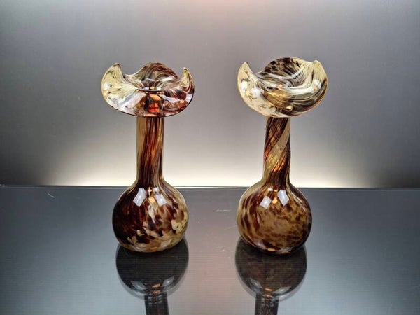 Clichy - Legras Art deco glass vases “Cigogne”
